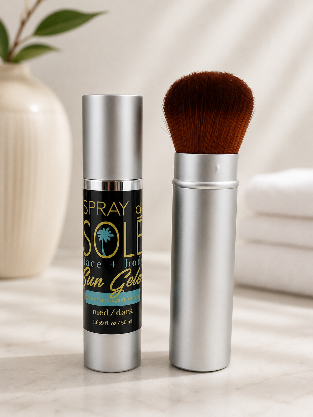 Sun Gelée Express Kit — Level 2 Dark + Kabuki Body Brush