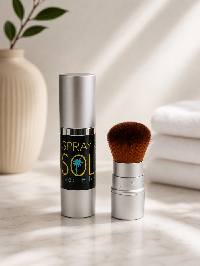 Liquid Bronzer Kit — Instant Red-Carpet Glow + Face Kabuki Brush
